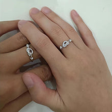 Adjustable Infinity Knot Matching Heart Promise Rings Sets In Sterling Silver - CoupleSets