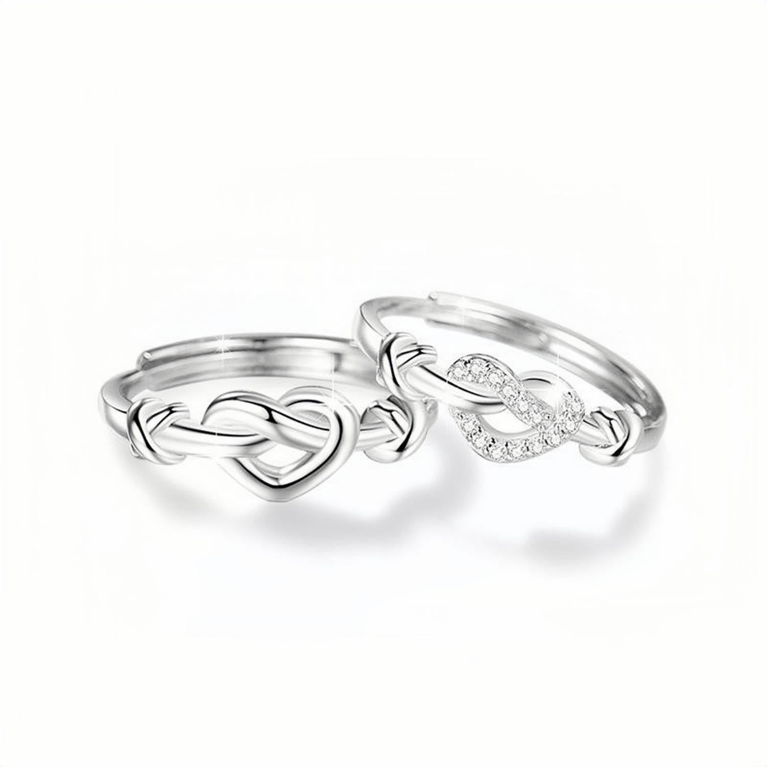 Adjustable Infinity Knot Matching Heart Promise Rings Sets In Sterling ...