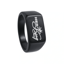 Engravable Her King His Queen Titanium Black Signet Rings For Couples