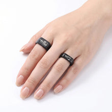 Engravable Her King His Queen Titanium Black Signet Rings For Couples