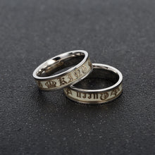 Engravable Glow In The Dark Titanium King Queen Couple Rings