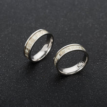 Engravable Glow In The Dark Titanium King Queen Couple Rings
