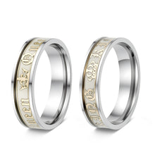 Engravable Glow In The Dark Titanium King Queen Couple Rings