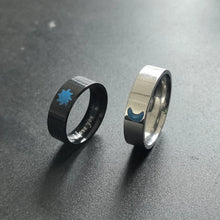 Engravable Glow In The Dark Titanium Sun And Moon Couple Rings