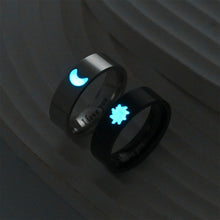 Engravable Glow In The Dark Titanium Sun And Moon Couple Rings