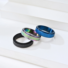 Engravable Matching Titanium Spinner Frosted Couples Rings