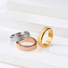 Engravable Matching Titanium Spinner Frosted Couples Rings