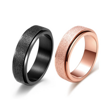 Engravable Matching Titanium Spinner Frosted Couples Rings