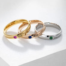 Personalized Titanium Matching Birthstone Rings For Couples