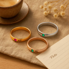 Personalized Titanium Matching Birthstone Rings For Couples