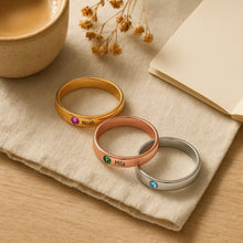 Personalized Titanium Matching Birthstone Rings For Couples