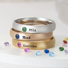 Personalized Titanium Matching Birthstone Rings For Couples