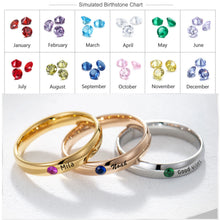 Personalized Titanium Matching Birthstone Rings For Couples