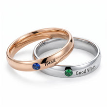 Personalized Titanium Matching Birthstone Rings For Couples