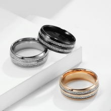 Engravable Matching Ice Silk Tungsten Couples Wedding Bands