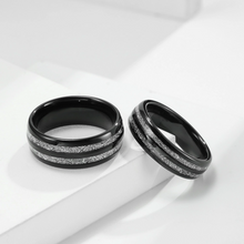 Engravable Matching Ice Silk Tungsten Couples Wedding Bands