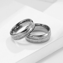Engravable Matching Ice Silk Tungsten Couples Wedding Bands