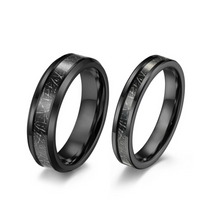 Engravable Matching Ice Silk Black Tungsten Couple Wedding Bands