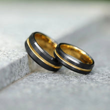 Engravable Matching Two Tone Tungsten Couple Wedding Bands