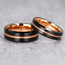 Engravable Matching Two Tone Tungsten Couple Wedding Bands