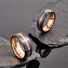 Engravable Matching Two Tone Tungsten Couple Wedding Bands