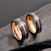 Engravable Matching Two Tone Tungsten Couple Wedding Bands