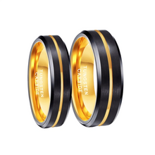 Engravable Matching Two Tone Tungsten Couple Wedding Bands