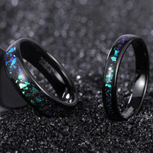 Engravable Matching Opal Tungsten Couple Wedding Bands