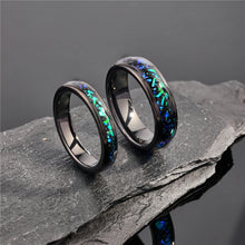 Engravable Matching Opal Tungsten Couple Wedding Bands