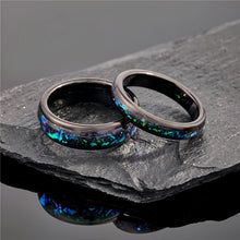 Engravable Matching Opal Tungsten Couple Wedding Bands