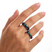 Engravable Matching Opal Tungsten Couple Wedding Bands