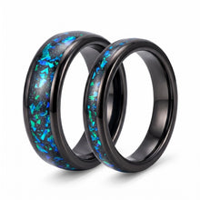 Engravable Matching Opal Tungsten Couple Wedding Bands