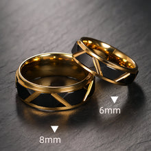 Engravable Two Tone The Force Tungsten Couple Wedding Bands