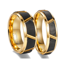 Engravable Two Tone The Force Tungsten Couple Wedding Bands