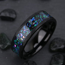 Engravable Colorful Universe Matching Tungsten Wedding Bands