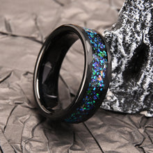 Engravable Colorful Universe Matching Tungsten Wedding Bands