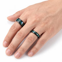 Engravable Colorful Universe Matching Tungsten Wedding Bands