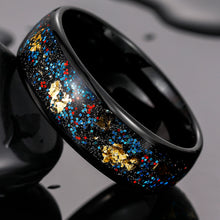 Engravable Starry Sky Matching Tungsten Couple Wedding Bands
