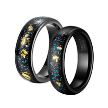 Engravable Starry Sky Matching Tungsten Couple Wedding Bands