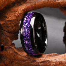 Engravable Black And Purple Two Tone Tungsten Couple Wedding Bands