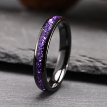 Engravable Black And Purple Two Tone Tungsten Couple Wedding Bands