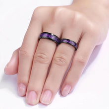Engravable Black And Purple Two Tone Tungsten Couple Wedding Bands