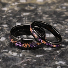 Engravable Amethyst Tungsten Wedding Rings For Couples