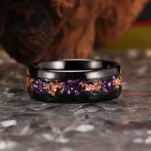 Engravable Amethyst Tungsten Wedding Rings For Couples