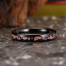 Engravable Amethyst Tungsten Wedding Rings For Couples