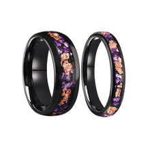 Engravable Amethyst Tungsten Wedding Rings For Couples
