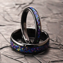 Engravable Matching Opal Tungsten Wedding Rings For Couples
