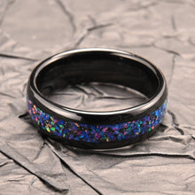 Engravable Matching Opal Tungsten Wedding Rings For Couples