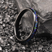 Engravable Matching Opal Tungsten Wedding Rings For Couples