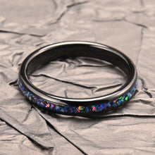 Engravable Matching Opal Tungsten Wedding Rings For Couples